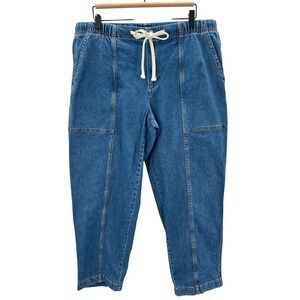 Banana Republic Tapered Mid Rise Jeans Denim Drawstring Waist Women's Size Large
